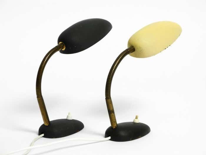 Pair Of Beautiful Small 50s Metal Table Lamps With Goosenecks By Gebrüder Cosack photo 1416.0