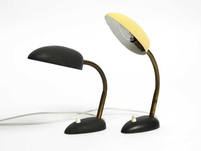 Pair Of Beautiful Small 50s Metal Table Lamps With Goosenecks By Gebrüder Cosack photo buy