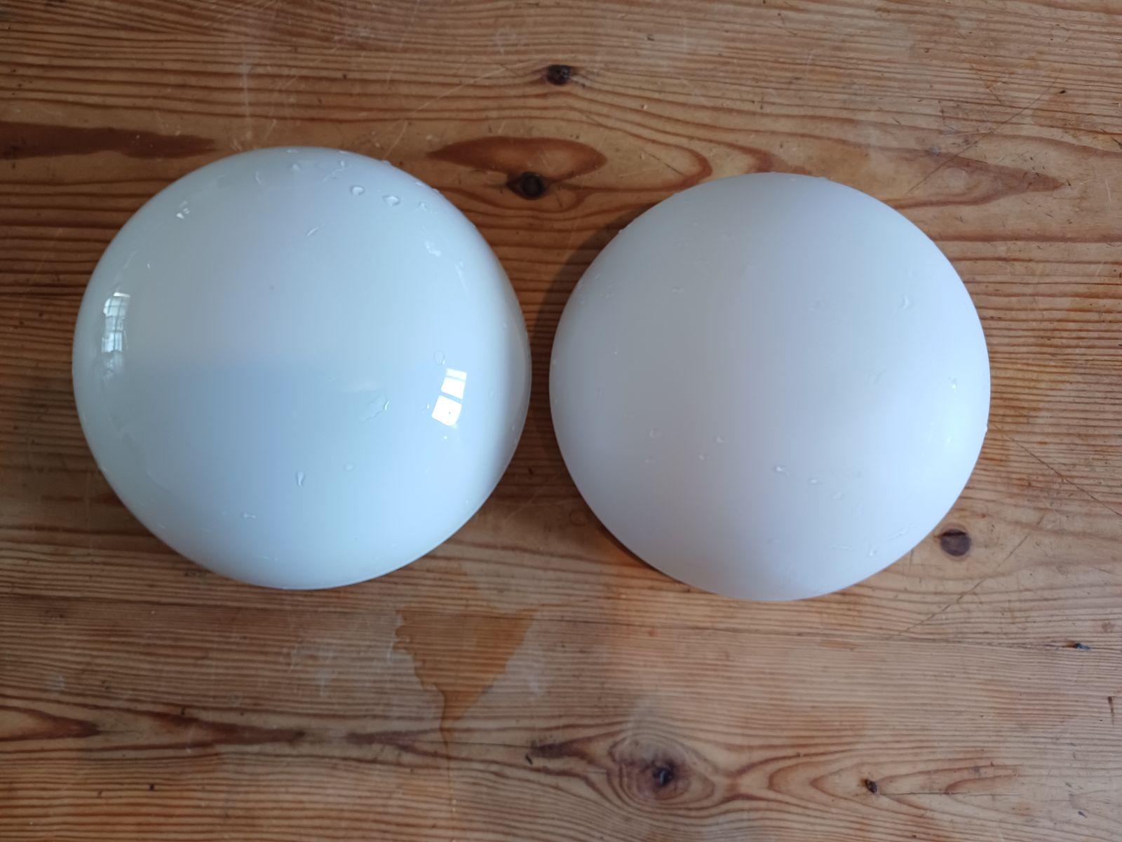2 Globes White Opaline Ceiling Light photo vintage