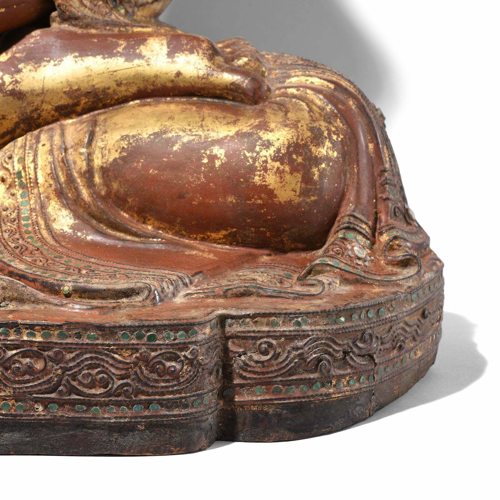 Antique Gilded Teak Burmese Sitting Buddha   19th Century photo vintage