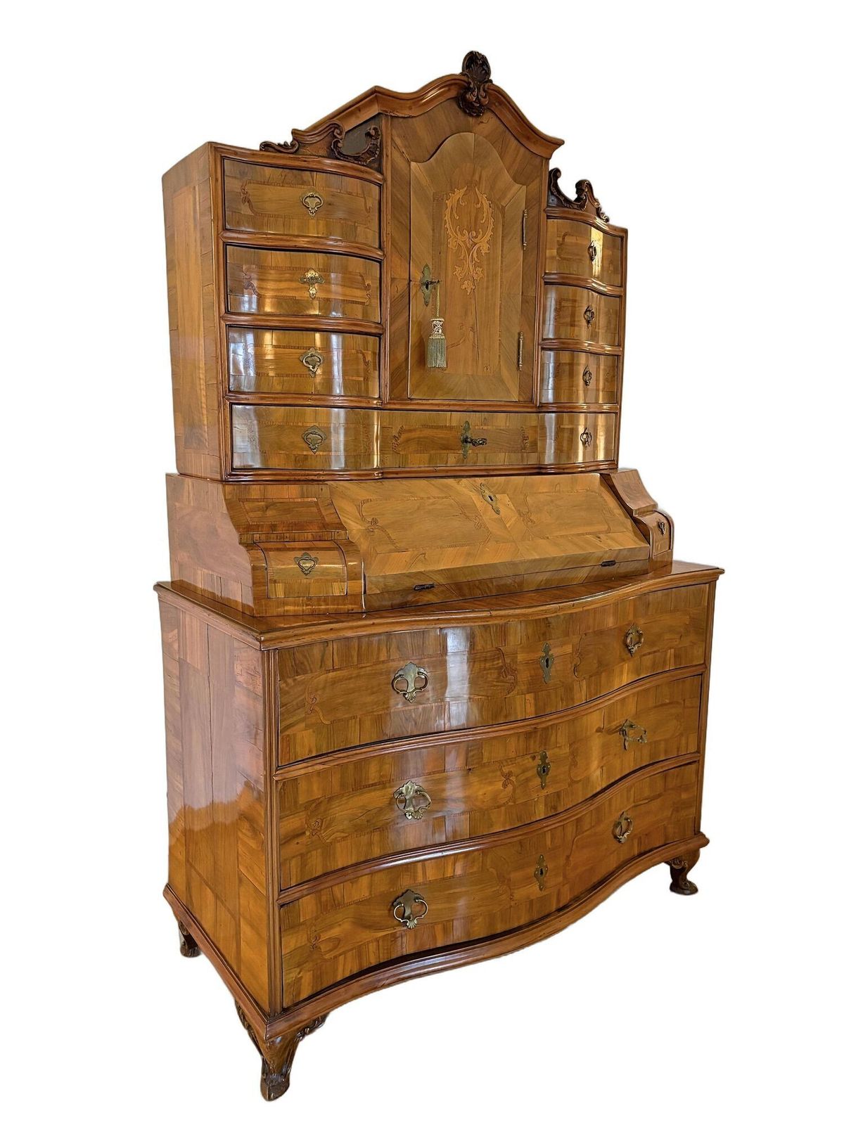 18th Century Austrian Baroque Secretaire/ Bureau Cabinet, Nutwood, At Ca. 1770