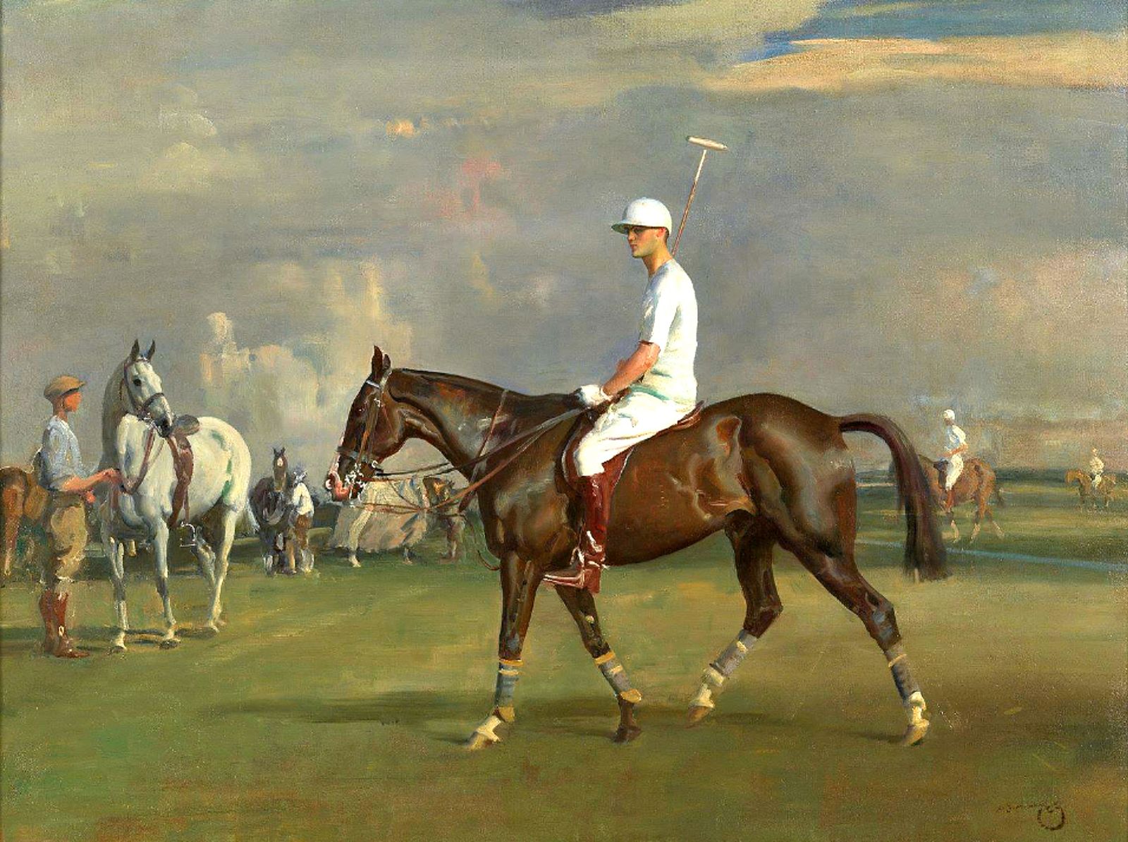 Fine Lithograph On Canvas Of A Polo Player After A.J.Munnings photo furniture