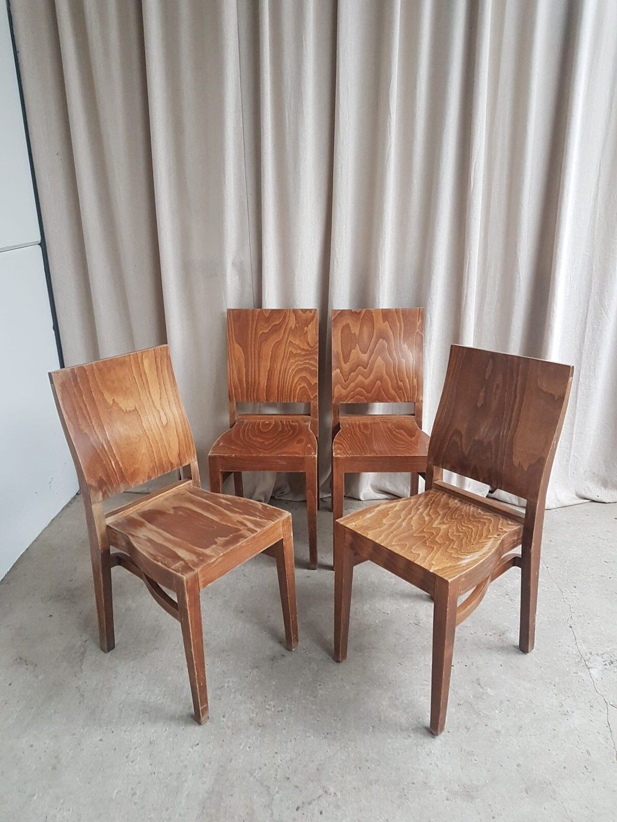 Vtg Mid Century Style  Set Of 8 Stacking Dining Chairs R708 photo for sale