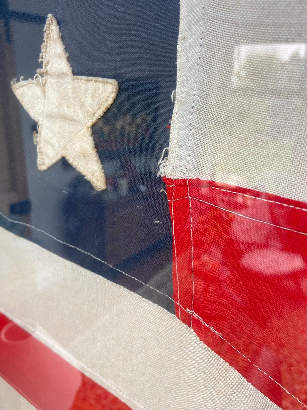 photo vinterior Can Deliver Gigantic Framed Antique 48 Star American Flag Rare Large Wall Art