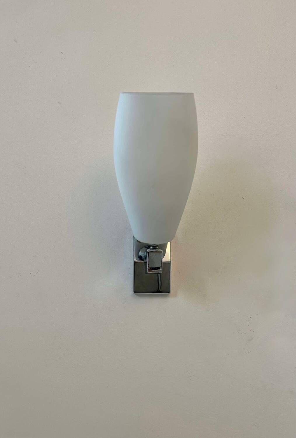 Pair Of Vintage Adjustable Wall Lights, Chrome And Opaline, France 1970 photo buy