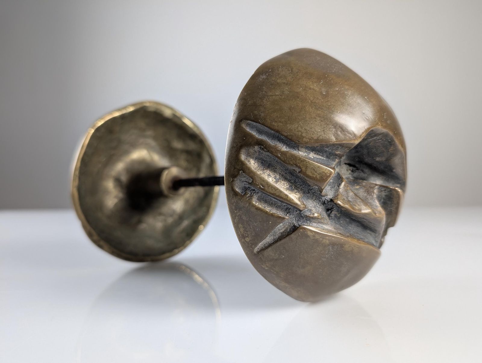 Brutalist Bronze Double Door Handle 1970s photo Home Fixtures
