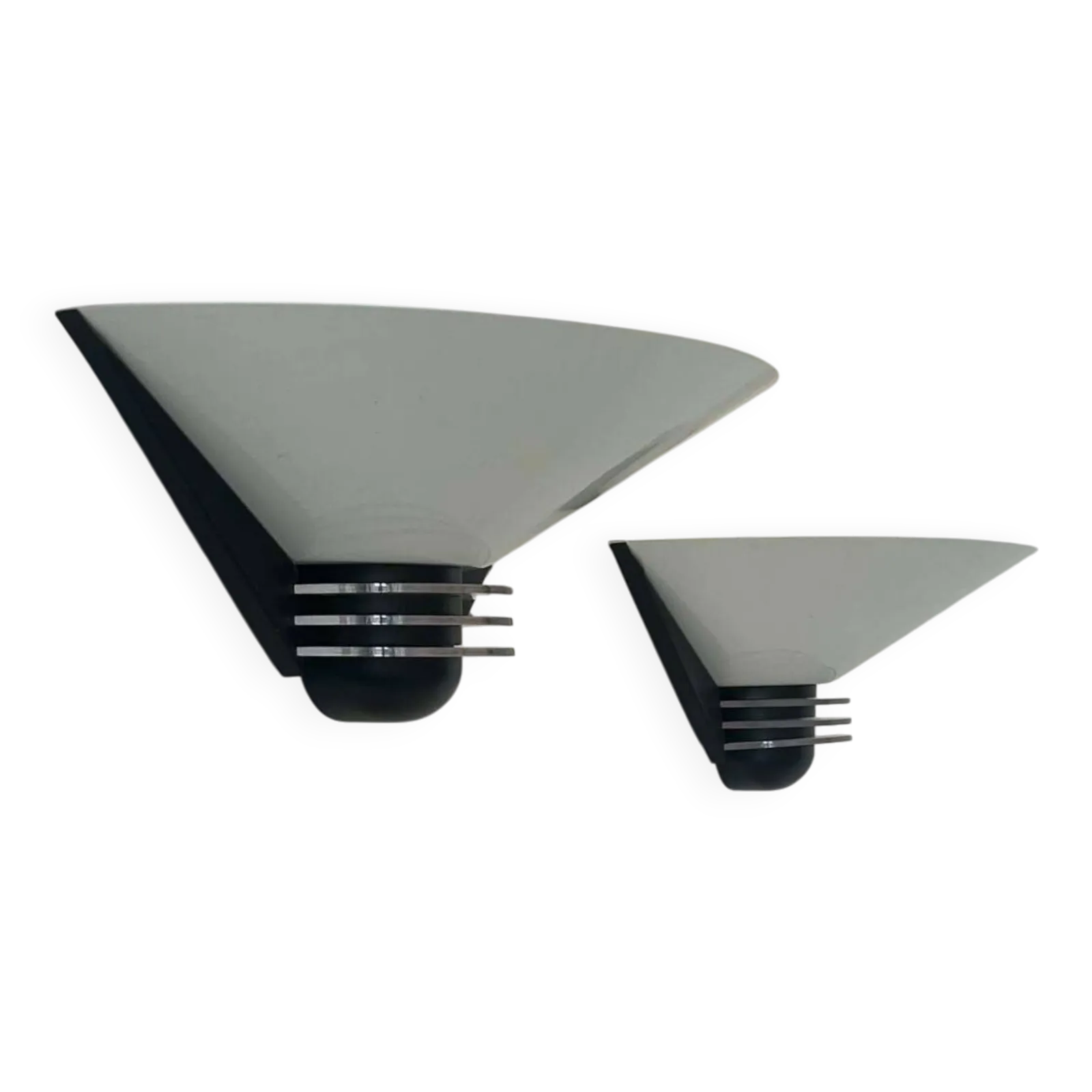 Pair Of Vintage Wall Lights, White Lacquered Metal, France 1980