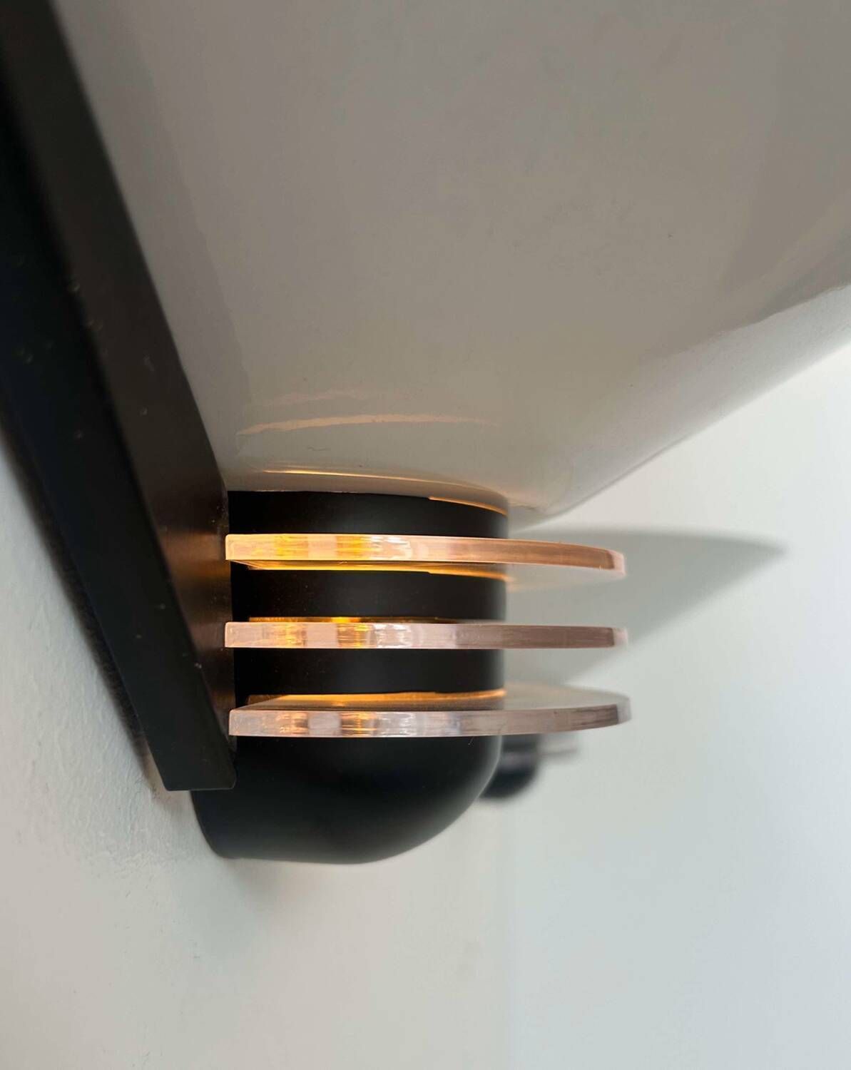 Pair Of Vintage Wall Lights, White Lacquered Metal, France 1980 photo Lighting