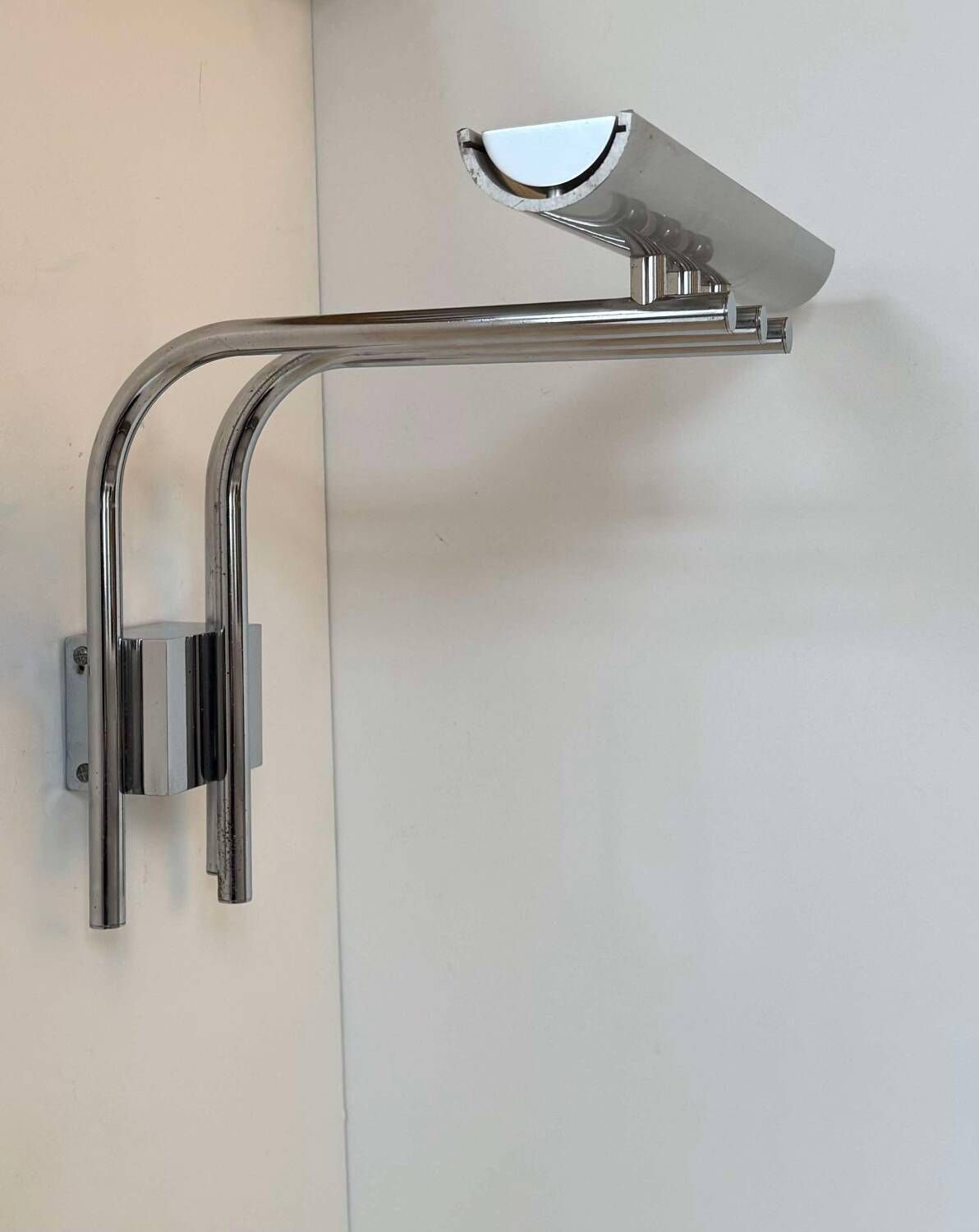 Lighting Vintage Wall Light 20581, Chrome Metal, By Verre Lumière Studio France 1978 photo