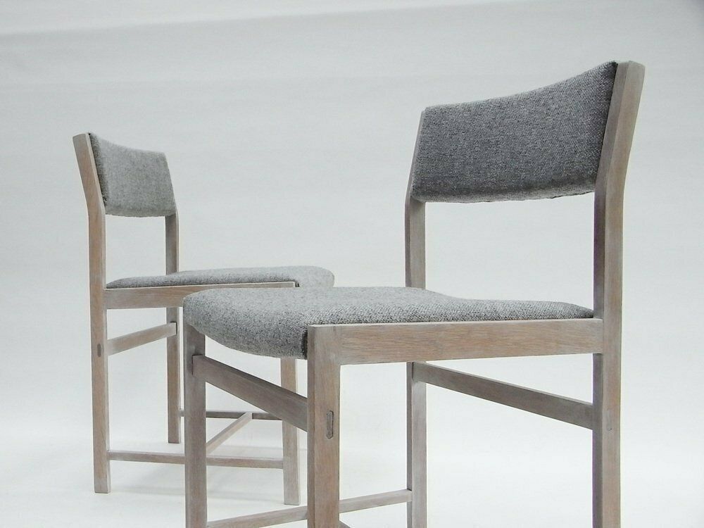 Bleached Oak & Kvadrat Fabric Chairs, Set Of 2 photo for sale