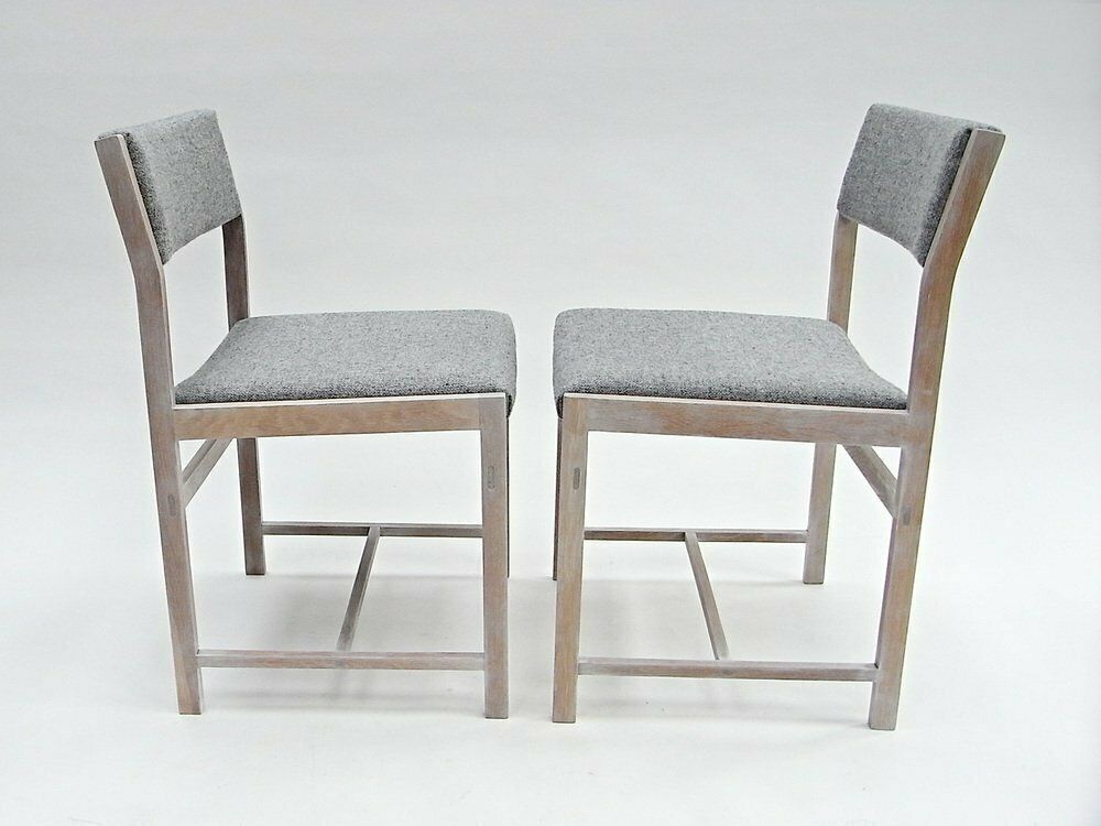photo furniture Bleached Oak & Kvadrat Fabric Chairs, Set Of 2