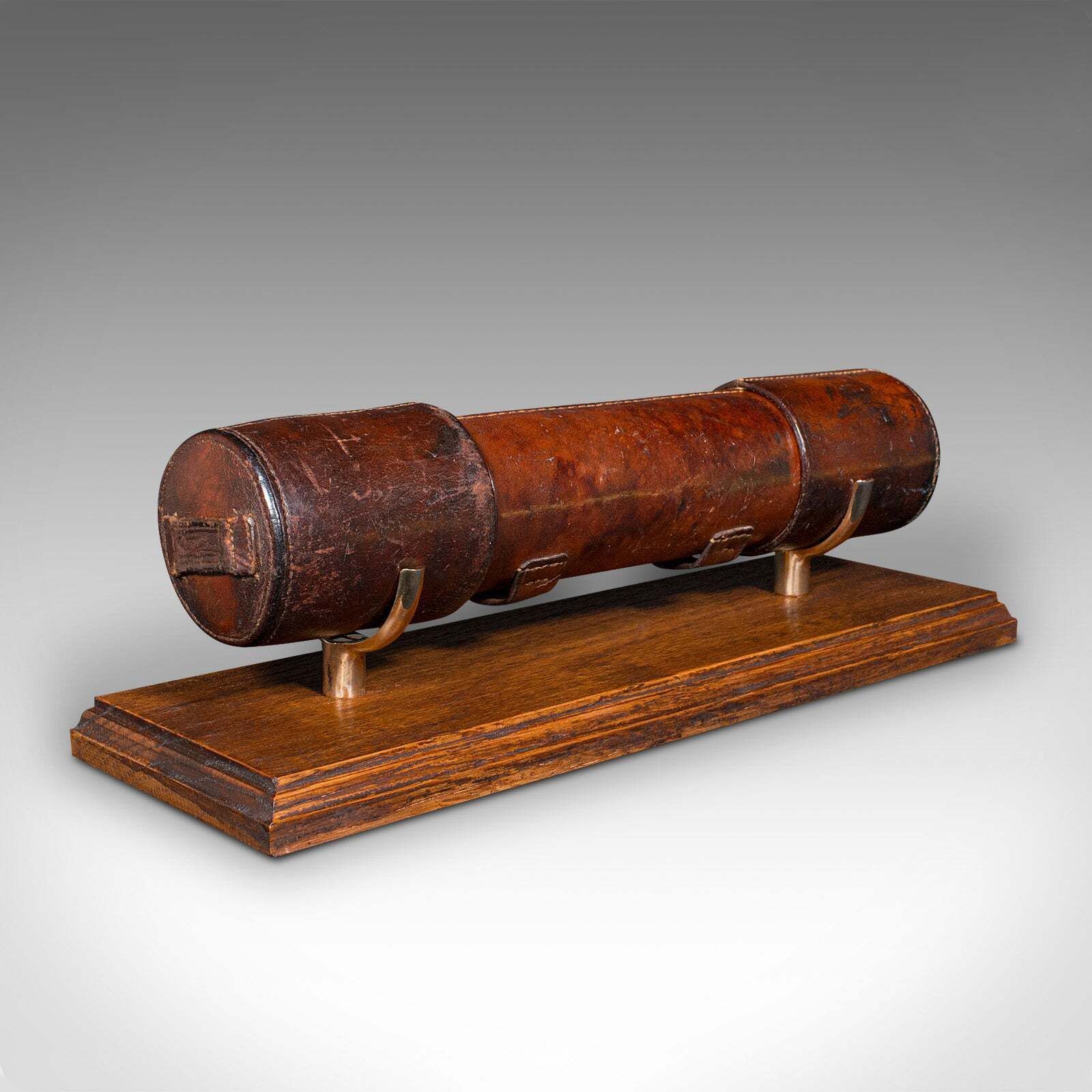 Home Decor Antique 3 Draw Telescope, English Brass, Leather, Newton & Co, Victorian, C.1870 photo
