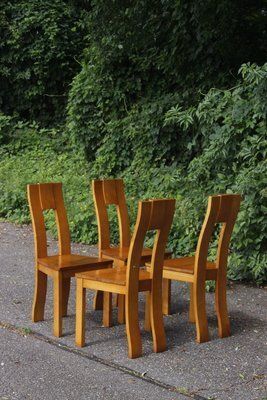 Vintage French Elm Chairs From Seltz, 1980s, Set Of 4 photo vintage