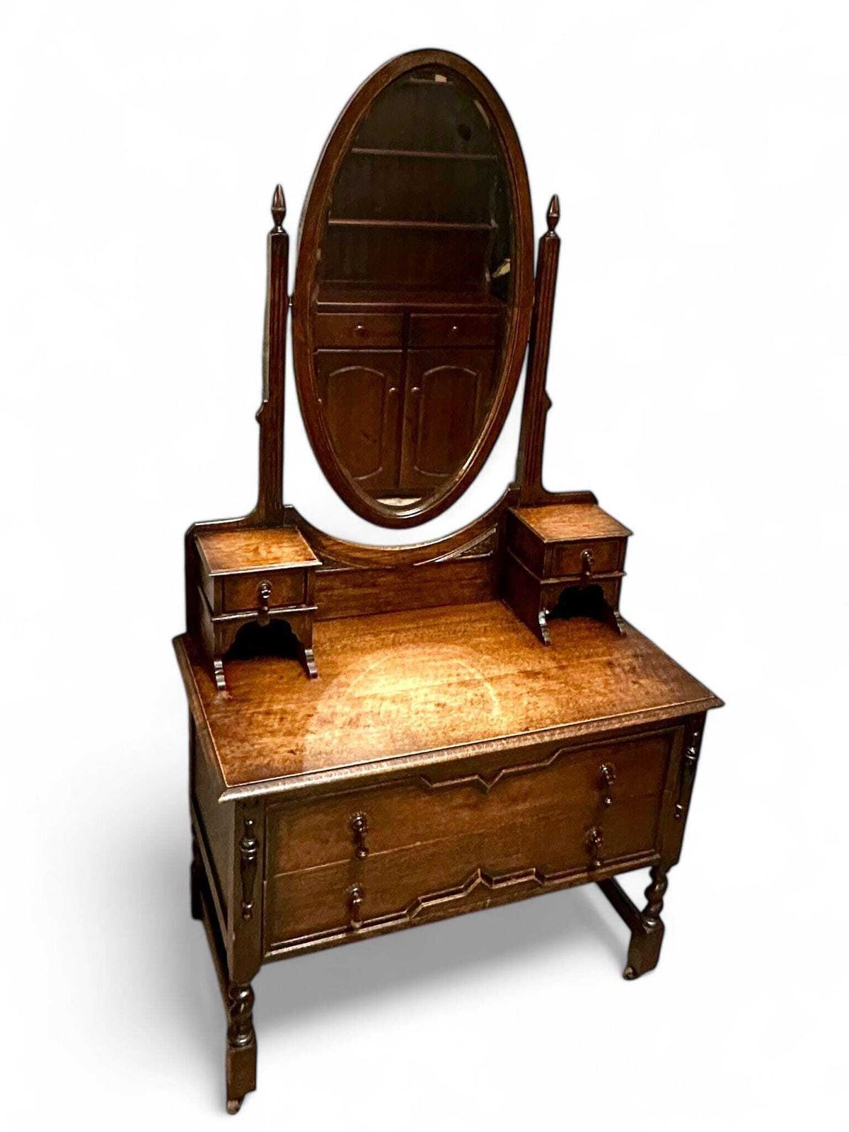 Antique Oak Dresser Vanity With Mirror / Late Victorian C1880 photo furniture