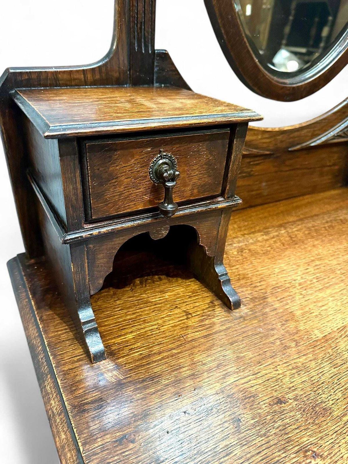 Antique Oak Dresser Vanity With Mirror / Late Victorian C1880 photo for sale