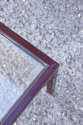 photo vintage Bordeaux And Brass Lacquered Metal Tables From Maison Jansen, France, 1950s, Set Of 3