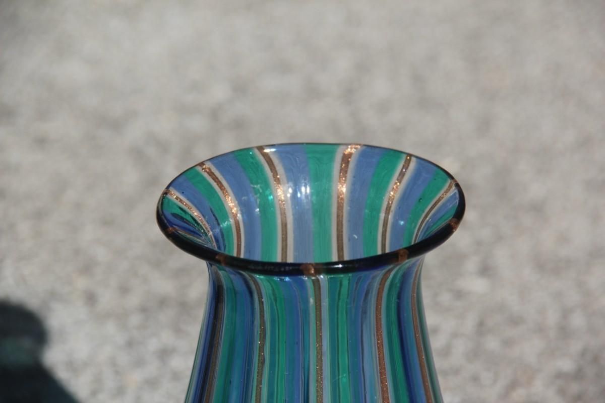 Filigrana Vase Murano Art Glass Multi Color Venini Style 1960s Italian Design photo furniture