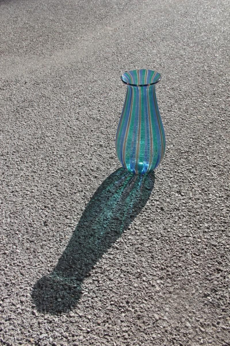 photo for sale Filigrana Vase Murano Art Glass Multi Color Venini Style 1960s Italian Design