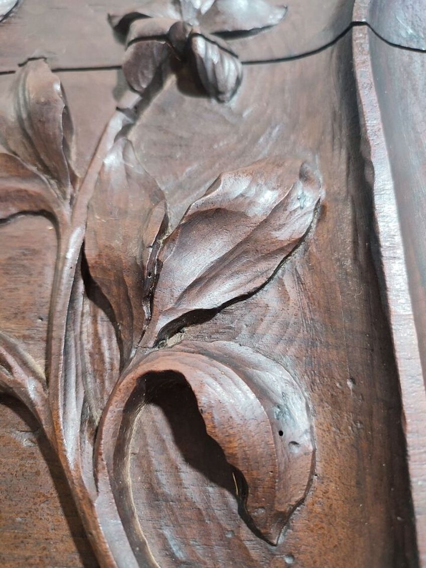 19th Century Carved Walnut Pediment With Niche From A Chateau In France photo furniture