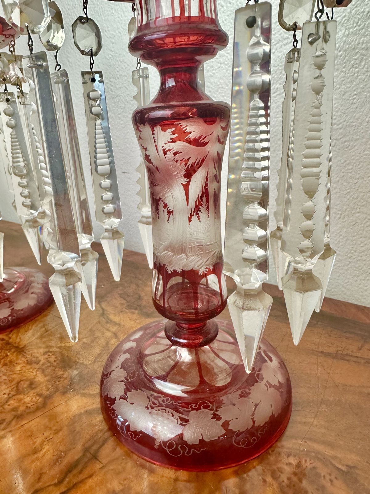Pair Of Victorian Ruby Glass Lustres Circa 1875 photo furniture
