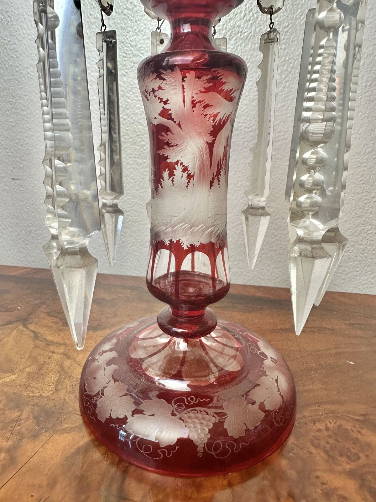 Pair Of Victorian Ruby Glass Lustres Circa 1875 photo vinterior