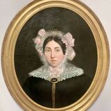 Oil On Canvas Pair Of Portraits In Gilded Oval Frames, 19th Century photo Art