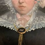 Oil On Canvas Pair Of Portraits In Gilded Oval Frames, 19th Century photo vintage