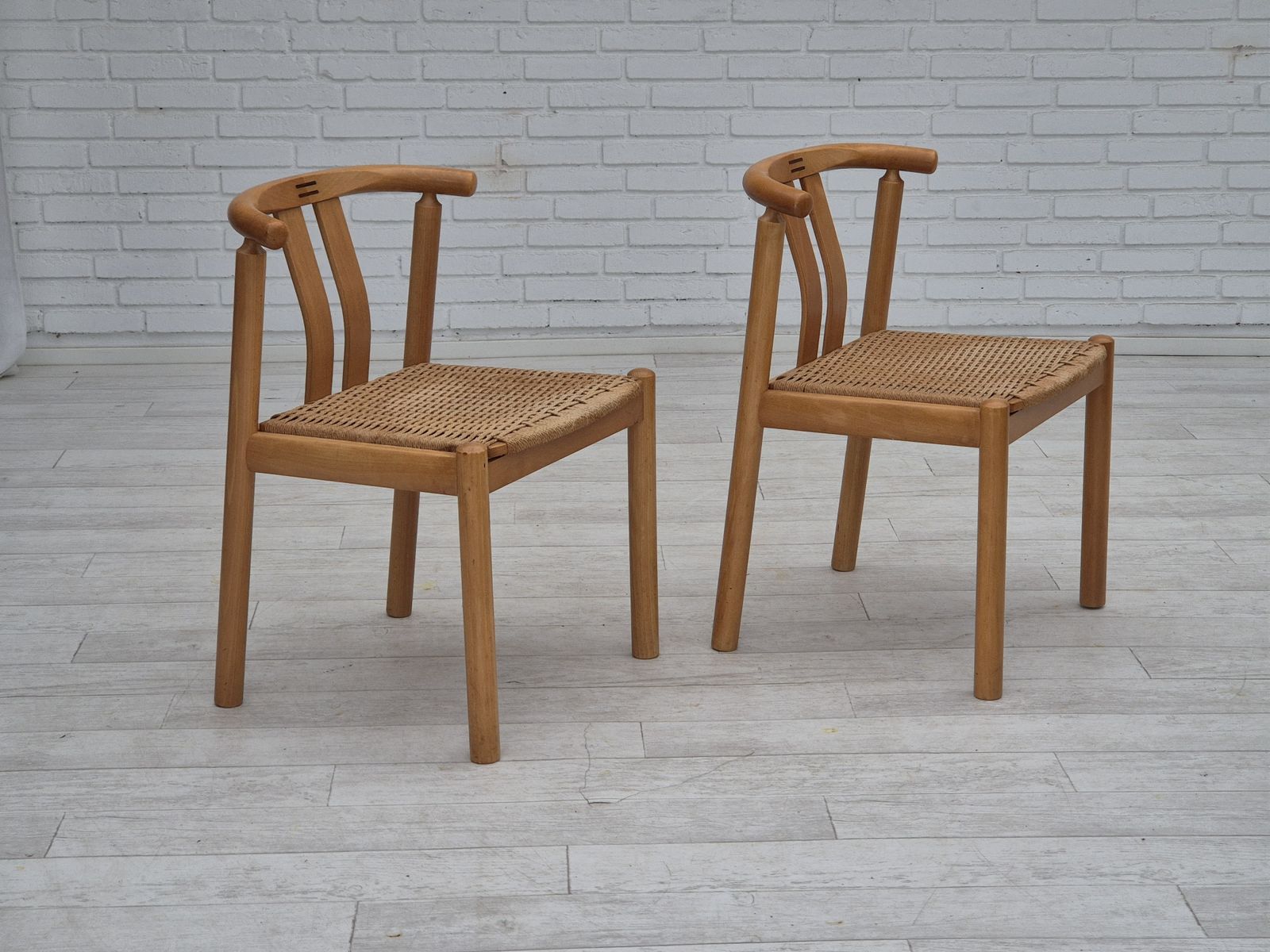 1970s, Danish Design By Hans J. Frydendahl For Boltinge Stolefabrik, Pair Of Chairs Model "Cleopatra", Beech Wood. photo for sale