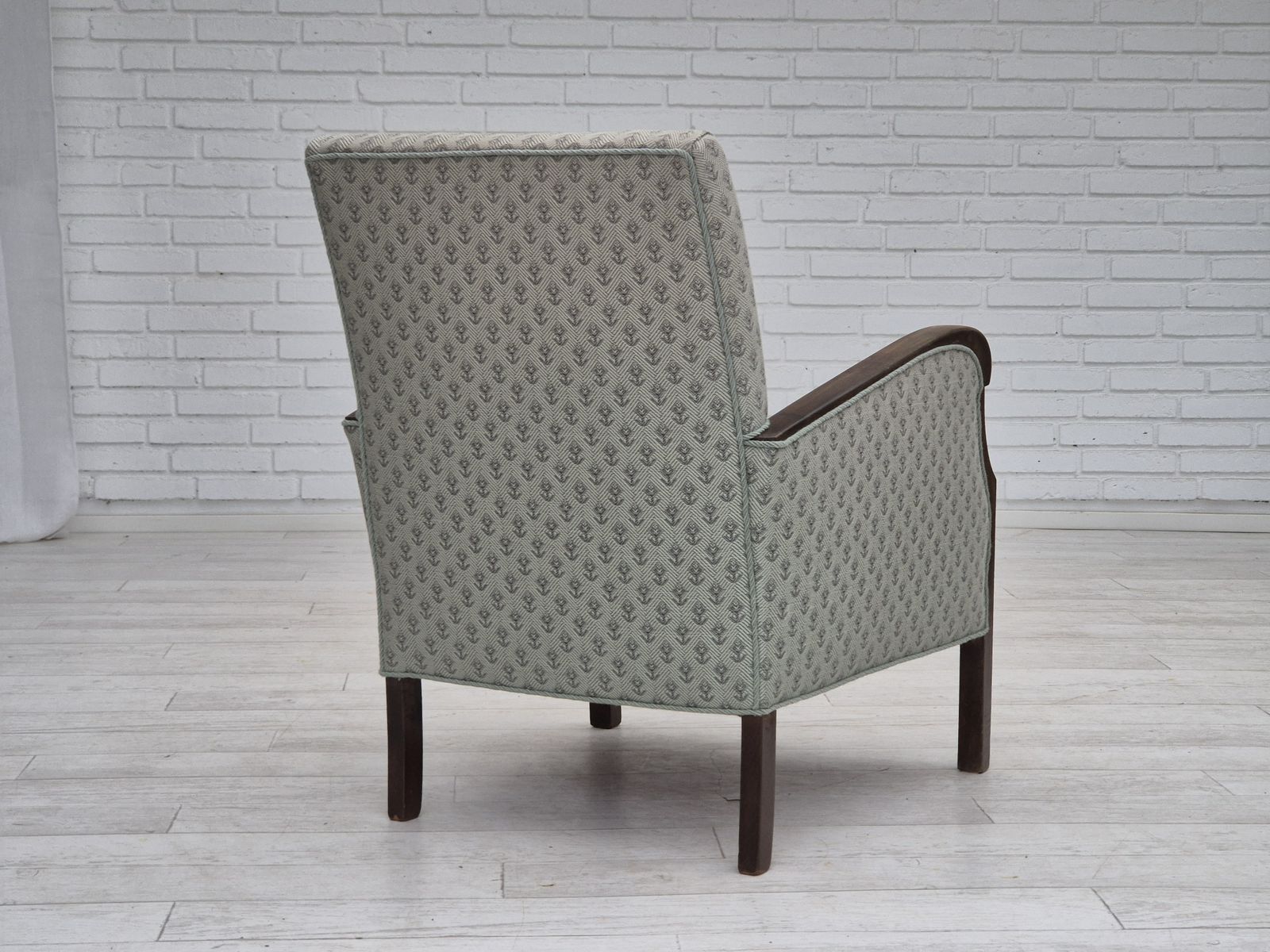 1950s, Danish Vintage Lounge Chair, Reupholstered, Blend Wool Fabric. photo vintage