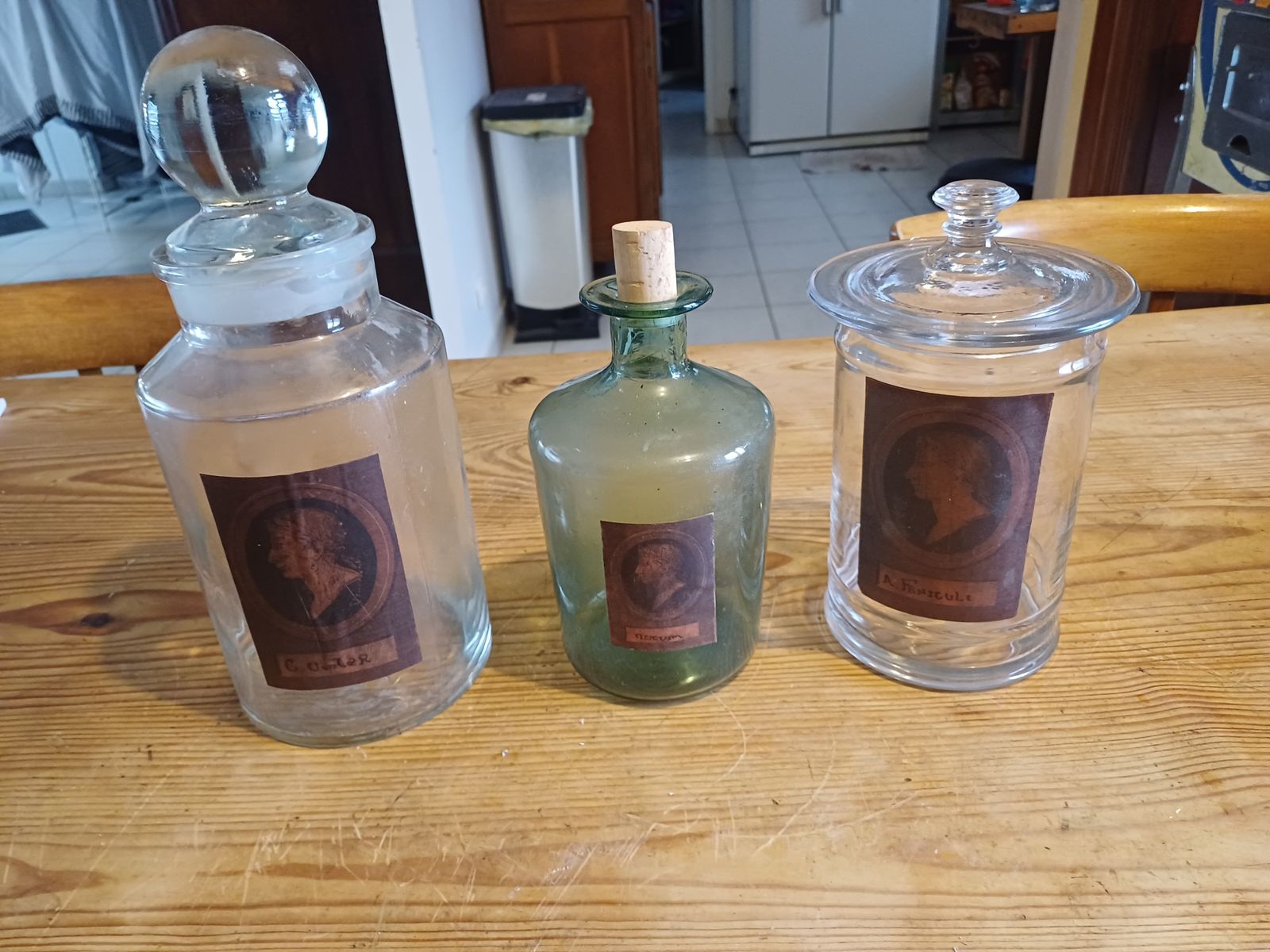 3 Glass Pharmacy Jars, Bottles And Vials