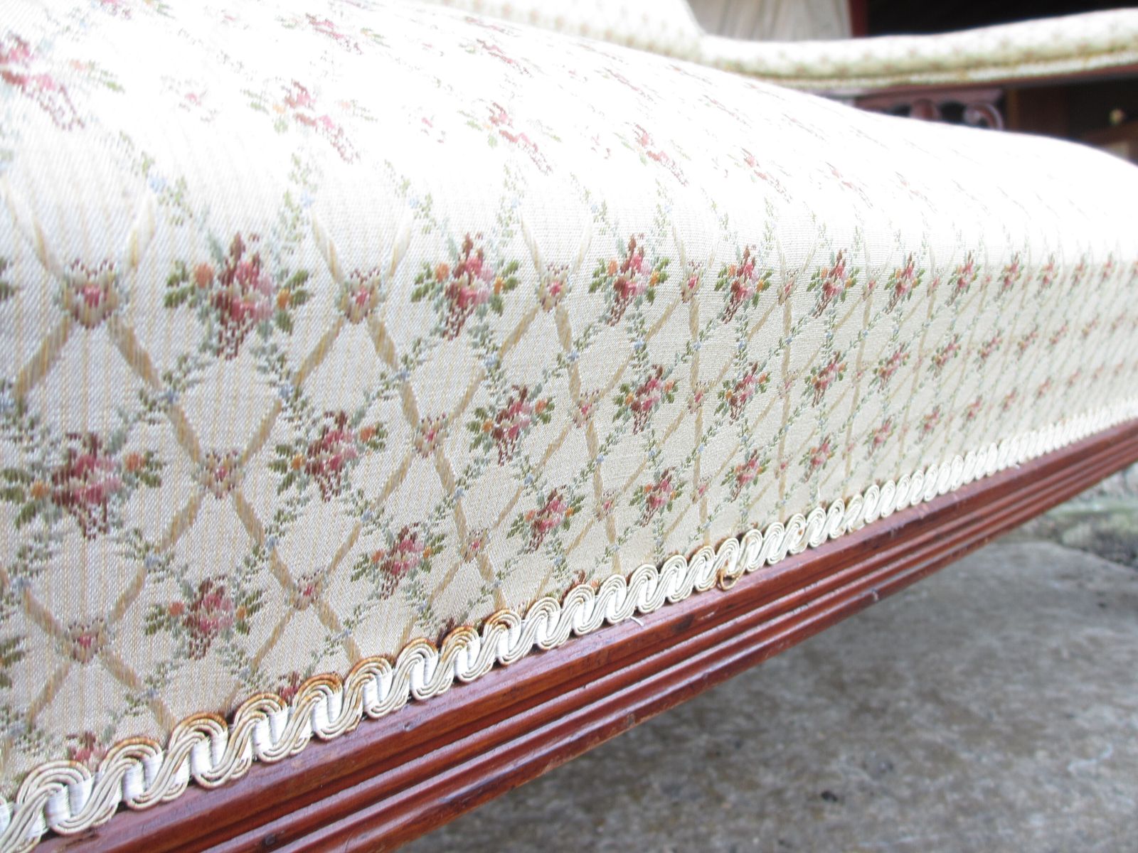 photo vintage Edwardian Mahogany Upholstered Sofa Settee