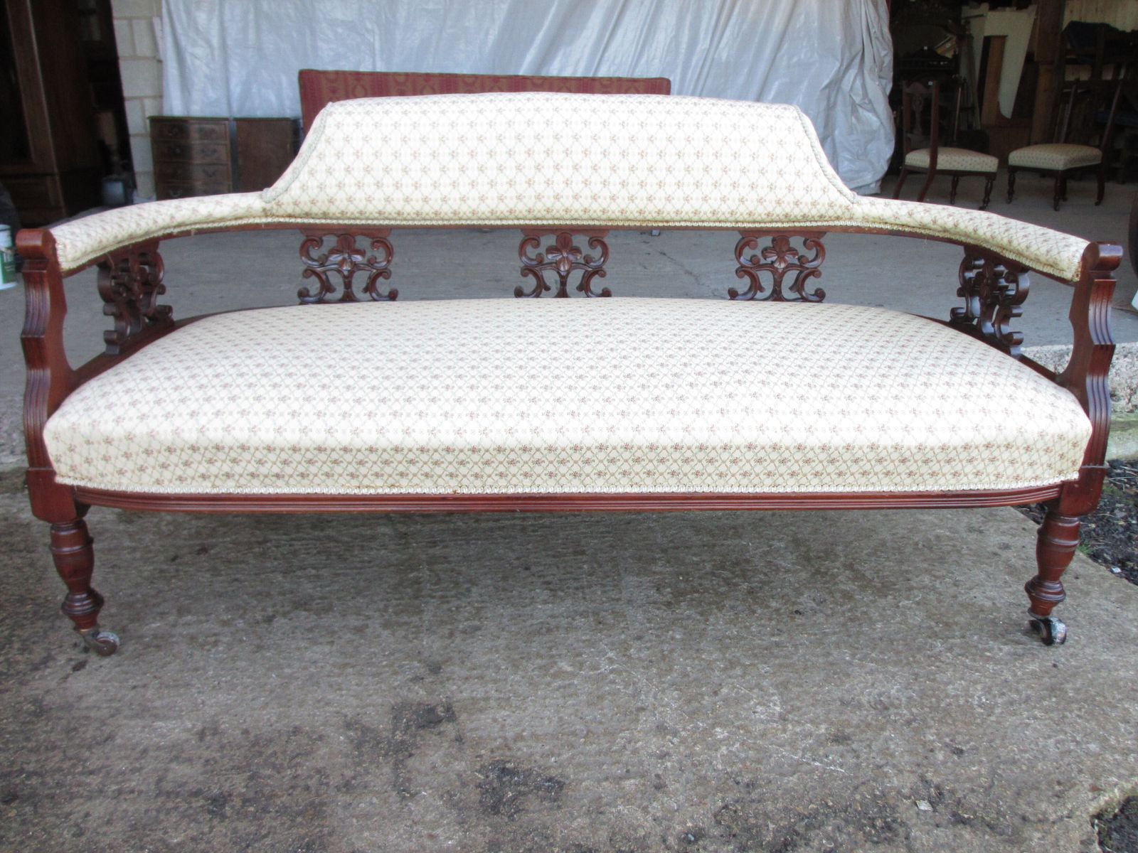 Edwardian Mahogany Upholstered Sofa Settee
