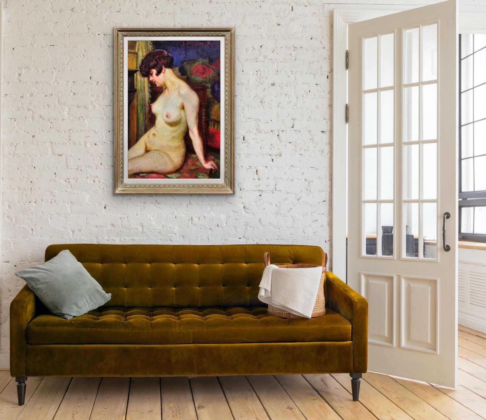 Henri Vincent Anglade 1876 To 1956. La Muse. Framed 1937 French Post Impressionist Oil Painting Of A Female Nude. photo 5795.0