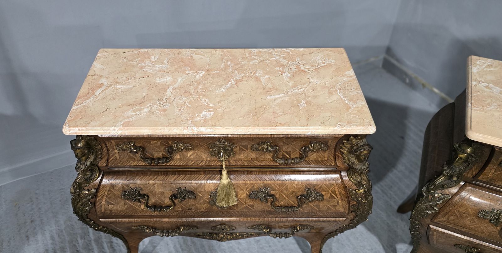 Top Quality Pair French Bombe Commode Chests Of Drawers photo Furniture