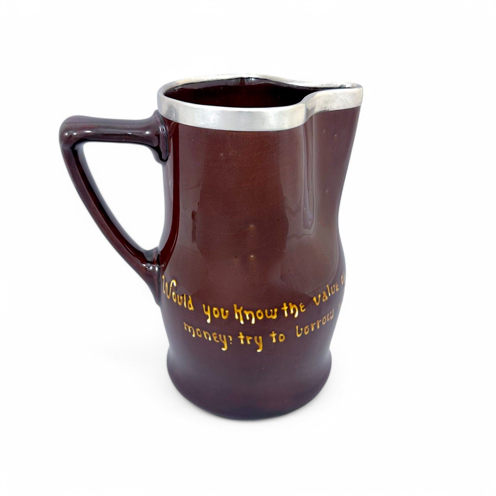 George V Royal Doulton, George Betjemann Kingsware Proverb Pitcher, Sterling Rim photo Home Decor