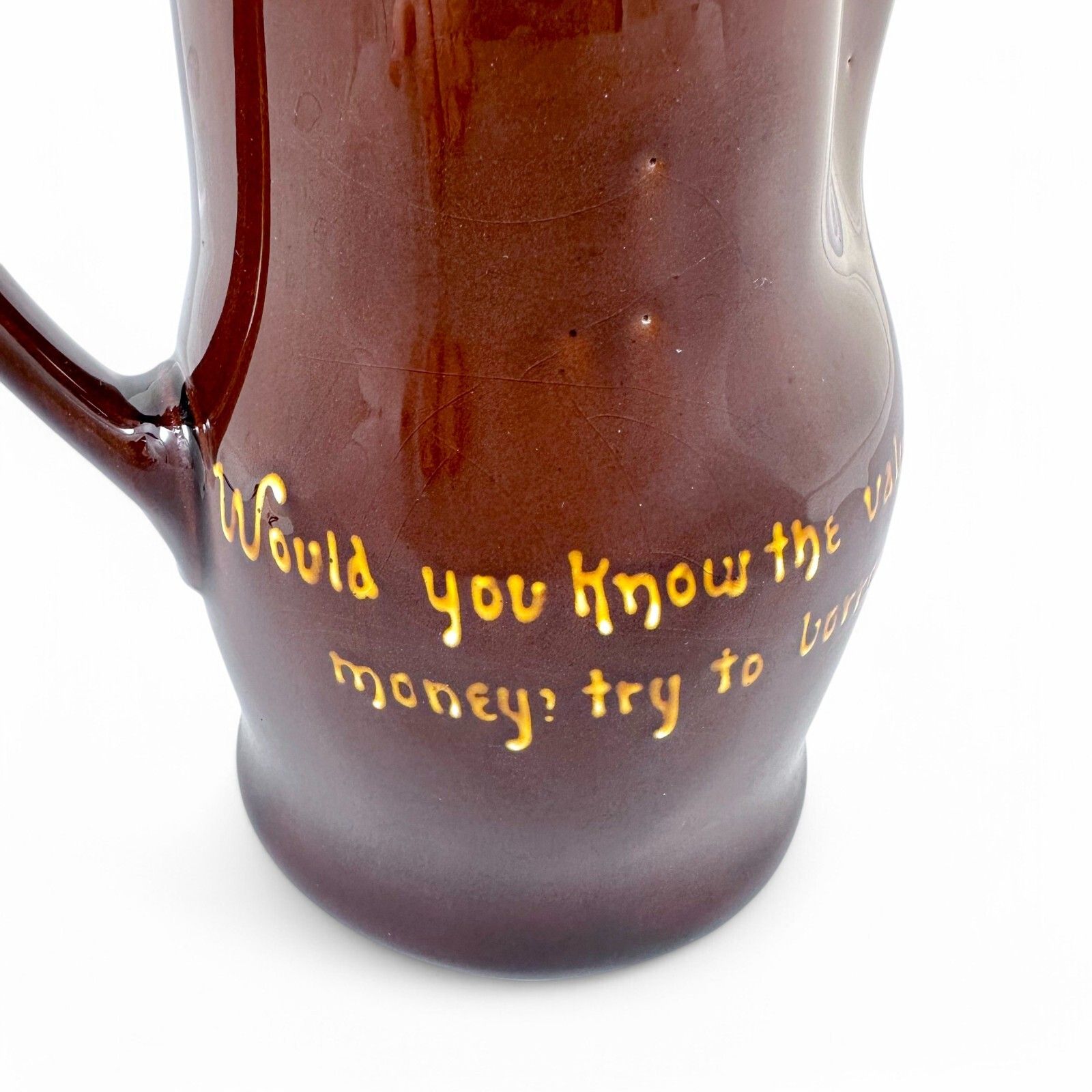 photo vinterior George V Royal Doulton, George Betjemann Kingsware Proverb Pitcher, Sterling Rim