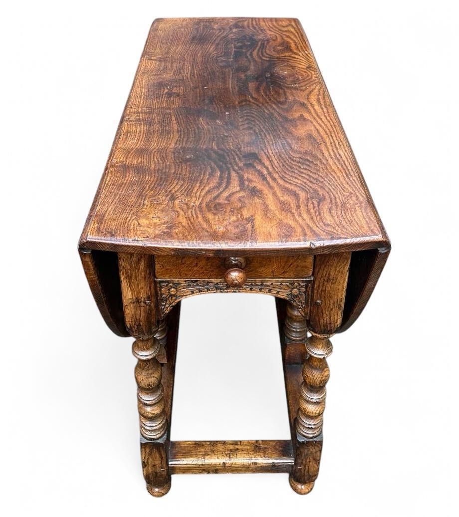 Antique Eighteenth Century Walnut And Oak Gateleg Table / Single Drawer And Gate Leg Drop Leaf C1750 / Seats 4 6 photo vintage