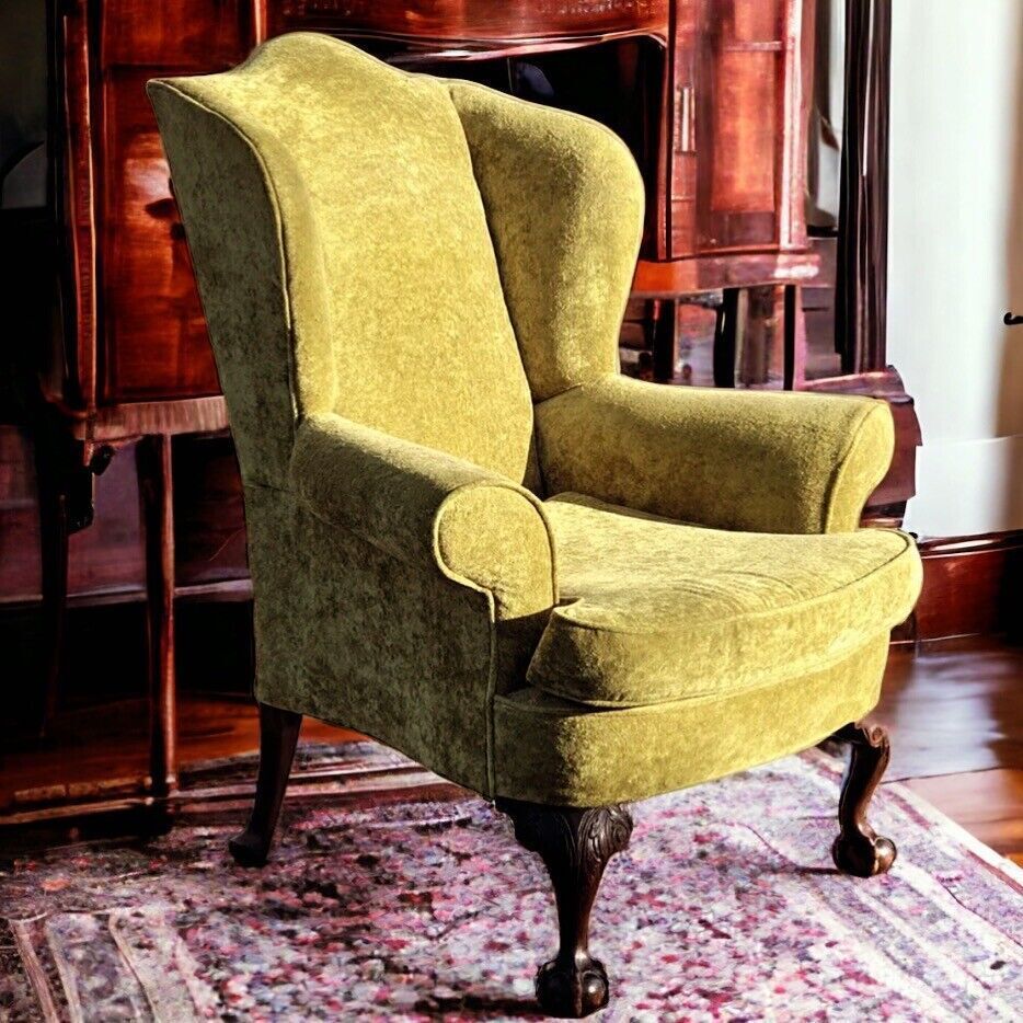 Antique Library Armchair, Fine Carved Mahogany Legs. photo Furniture