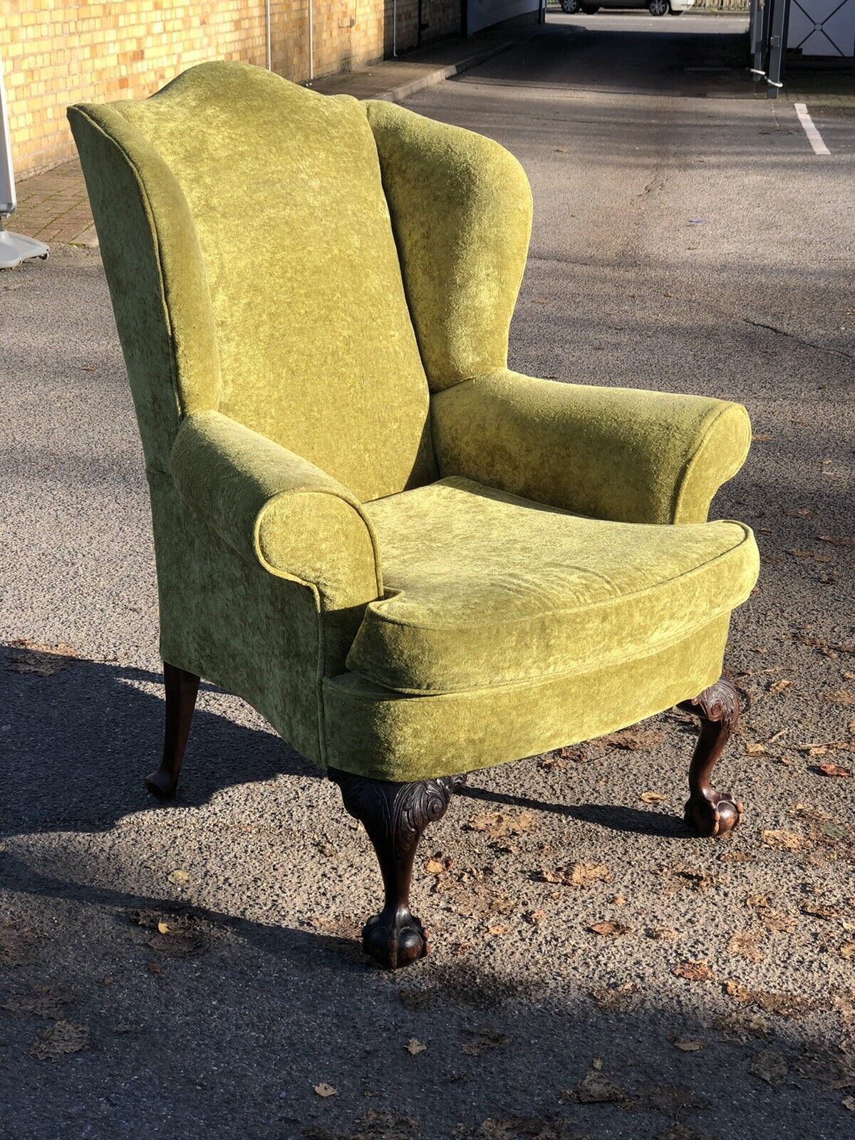Antique Library Armchair, Fine Carved Mahogany Legs. photo buy