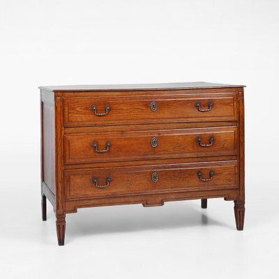French Rustic Chest Of Drawers In Oak With 3 Drawers, 1850s
