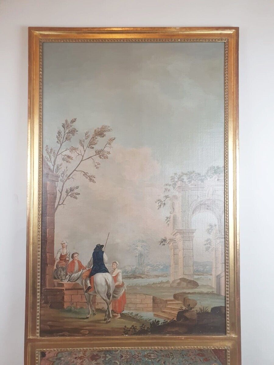 Louis XVI Style Trumeau In Gilded Wood, Late 19th Century photo furniture