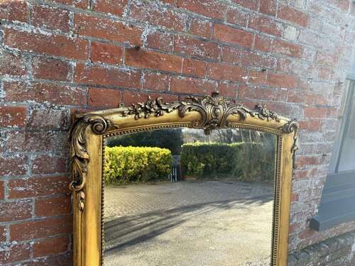 A Superb Large Antique English 19th C Gilt Overmantle Mirror photo vinterior