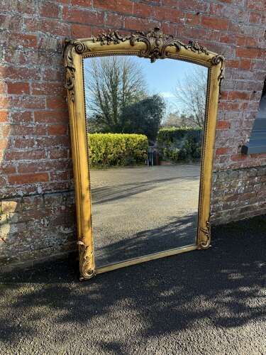 A Superb Large Antique English 19th C Gilt Overmantle Mirror photo vintage