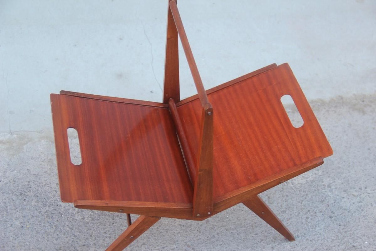 Mahogany Magazine Rack Mid Century Modern Italian Design 1950s Geometric Shape photo Home Decor