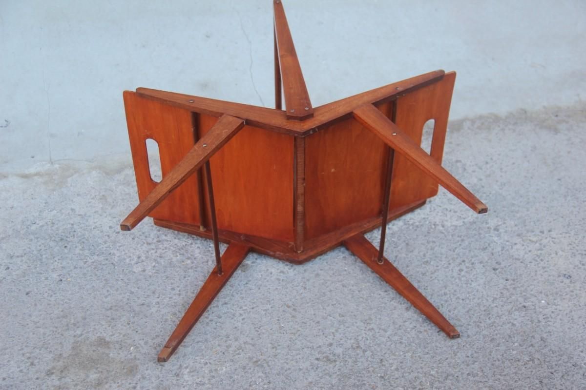 Mahogany Magazine Rack Mid Century Modern Italian Design 1950s Geometric Shape photo 1272.0
