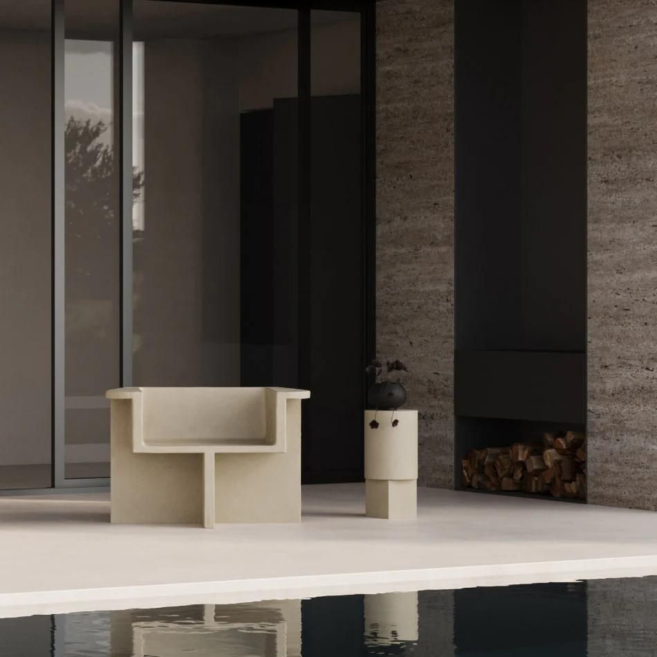 Colonne, Column Table In Fibre And Concrete, Contemporary Work. photo vintage