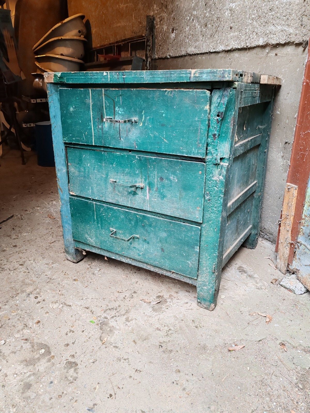 1930s Hungarian Workshop Chest Drawers Solid Hardwood, Chippy Wood, Vintage photo furniture