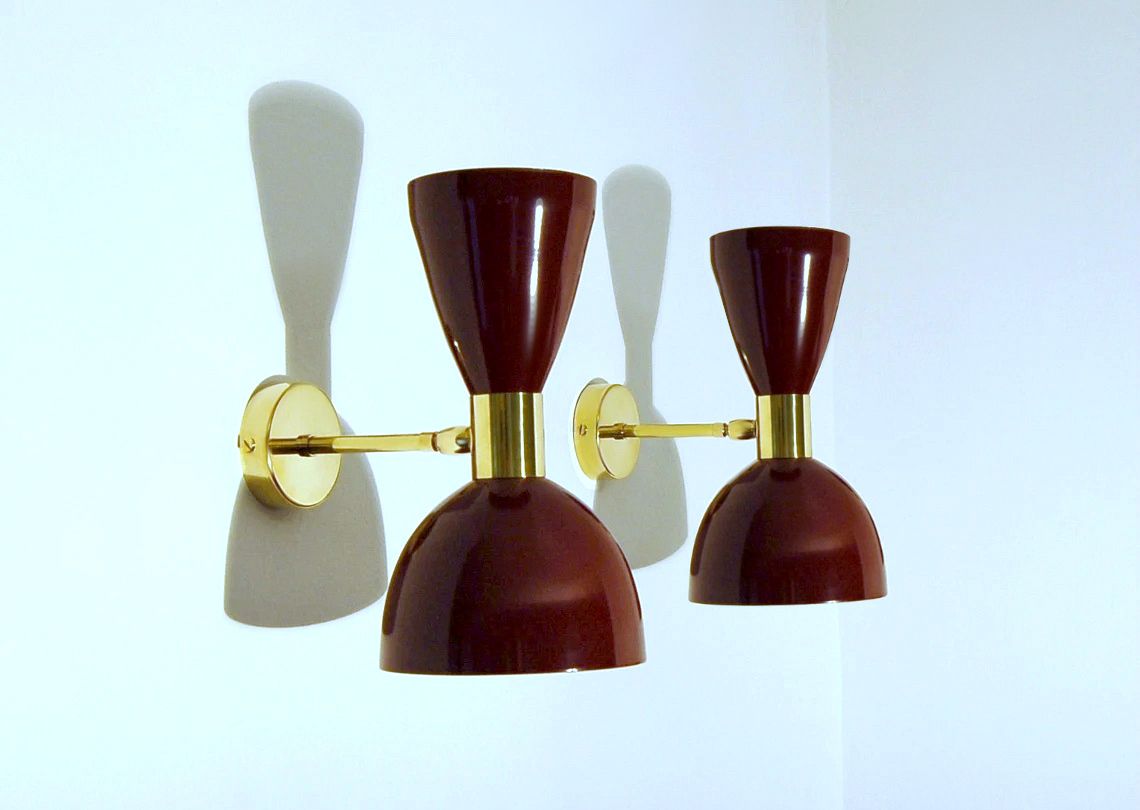 Pair Of Wall Lamp Metal And Brass / Dark Purple Color Style '50 photo furniture