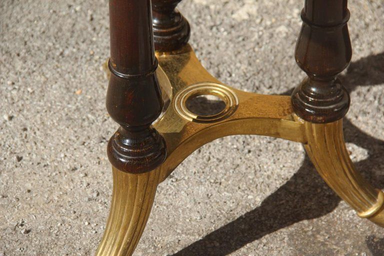 Round Mid Century Modern Italian Dining Room Table Rosewood Brass Lion's Foot photo vinterior