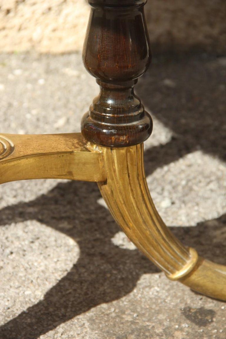 photo furniture Round Mid Century Modern Italian Dining Room Table Rosewood Brass Lion's Foot